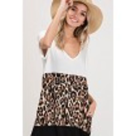 Leopard Color block v neck maxi dress USA CY Fashion see measurements - Picture 6 of 16